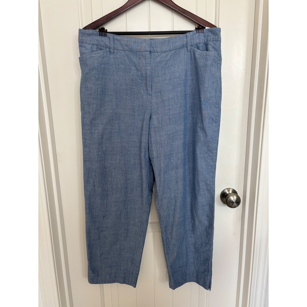 Talbots Perfect Crop Linen Like Cotton Size‎ 14 Lightweight Flat Front
